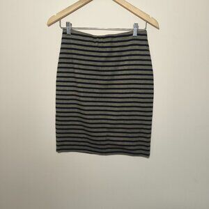 Marccain Striped Bodycon Knee Length Skirt sz S Navy Taupe Quiet Lux Designer
